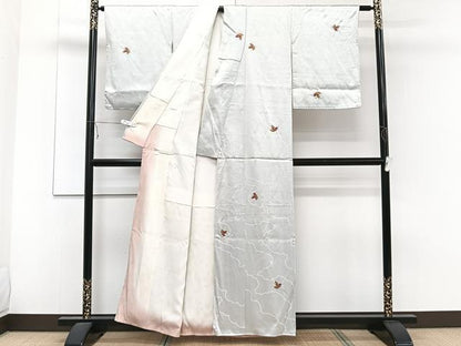 平和屋着物■上質な小紋 絞り 舞楓地紋 正絹 逸品 未使用 CABE9606xi