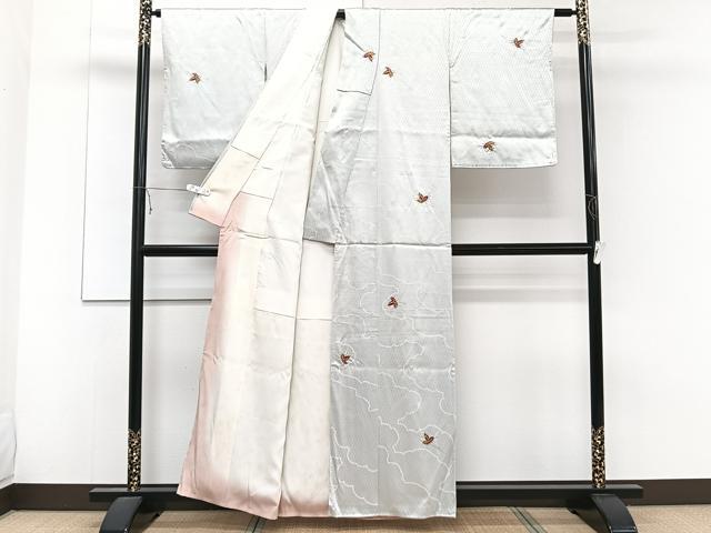 平和屋着物■上質な小紋 絞り 舞楓地紋 正絹 逸品 未使用 CABE9606xi