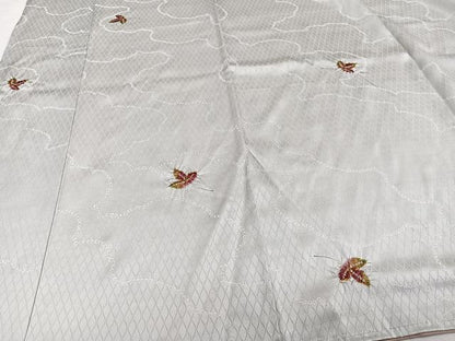 平和屋着物■上質な小紋 絞り 舞楓地紋 正絹 逸品 未使用 CABE9606xi