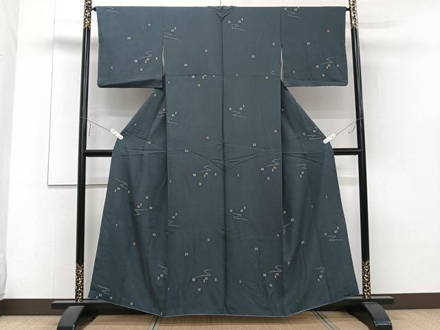 平和屋着物■上質な小紋 流水幾何学文 正絹 逸品 CABE9609xi