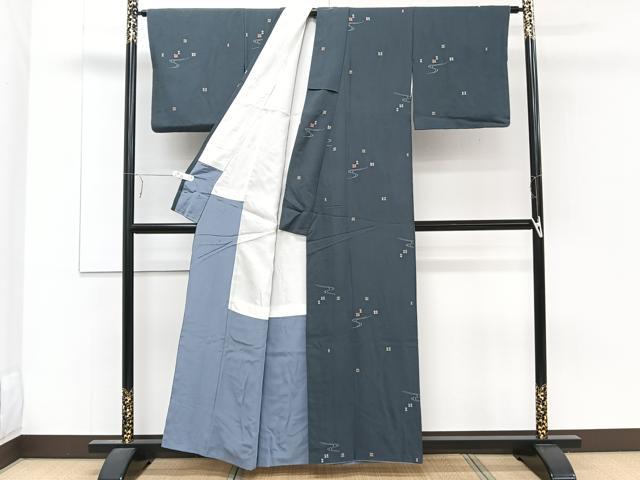 平和屋着物■上質な小紋 流水幾何学文 正絹 逸品 CABE9609xi