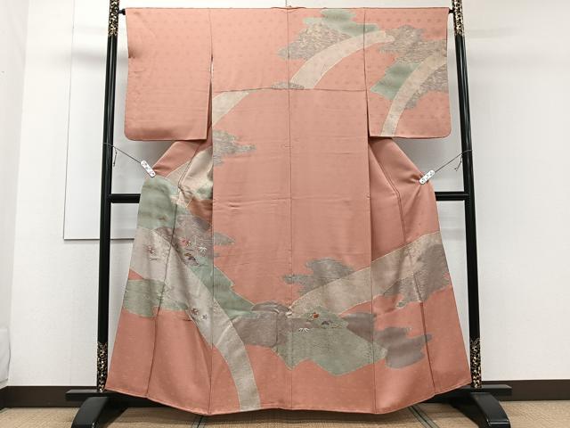平和屋着物■訪問着 絞り 刺繍 松竹梅 金彩 正絹 逸品 CABE9612xi
