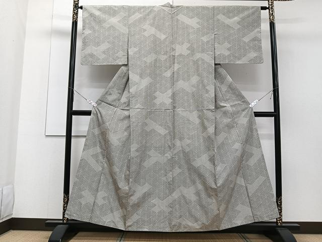 平和屋着物■上質な紬 菱文様 正絹 逸品 CABE9616xi