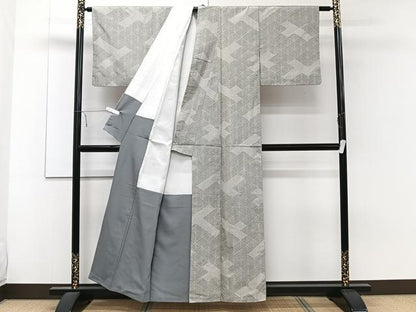 平和屋着物■上質な紬 菱文様 正絹 逸品 CABE9616xi