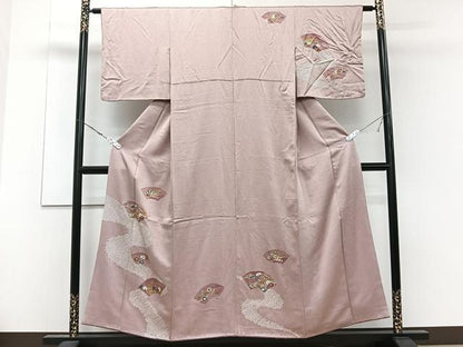 平和屋着物■訪問着 絞り 地紙花船文 金彩 正絹 逸品 CABE9627xi