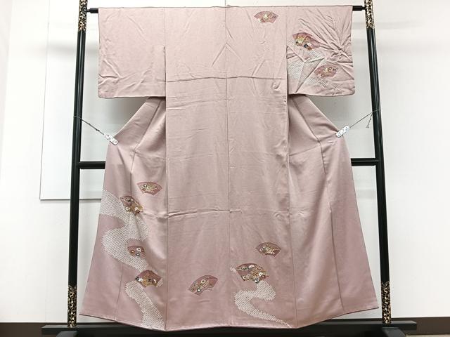 平和屋着物■訪問着 絞り 地紙花船文 金彩 正絹 逸品 CABE9627xi