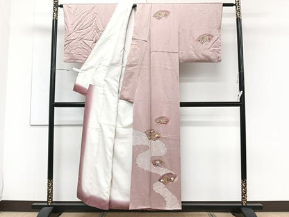 平和屋着物■訪問着 絞り 地紙花船文 金彩 正絹 逸品 CABE9627xi