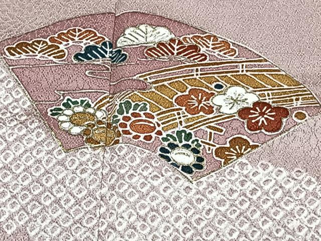 平和屋着物■訪問着 絞り 地紙花船文 金彩 正絹 逸品 CABE9627xi