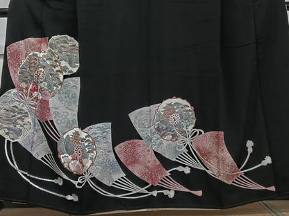 平和屋着物■豪華黒留袖 駒刺繍 正倉院風景松文 銀彩 正絹 逸品 CABE9632xi