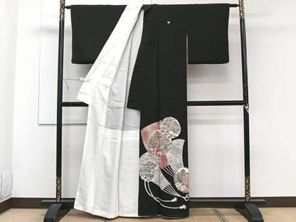 平和屋着物■豪華黒留袖 駒刺繍 正倉院風景松文 銀彩 正絹 逸品 CABE9632xi