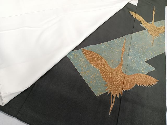 平和屋着物■豪華黒留袖 刺繍 飛鶴文 金彩 正絹 逸品 CABE9636xi