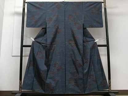 平和屋着物■本場大島紬 横絣 草花文 証紙付き 正絹 逸品 CABE9641xi