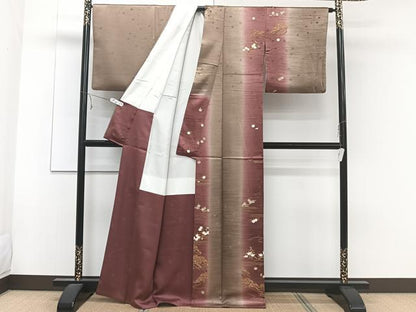 平和屋着物■訪問着 枝松花文 橘 金彩 正絹 逸品 CABE9642xi