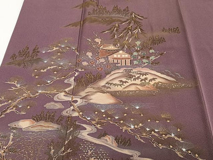 平和屋着物■訪問着 風景文 松竹梅 金銀彩 正絹 逸品 CABE9646xi
