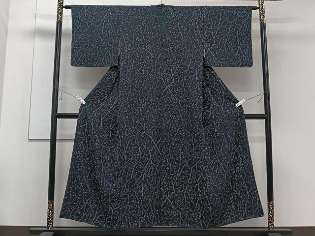 平和屋着物■上質な小紋 絞り 枝花文 正絹 逸品 CABE9649xi