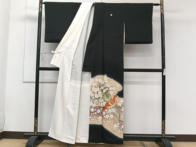 平和屋着物■豪華黒留袖 作家物 刺繍 花鳥文 暈し染め 金彩 正絹 逸品 CABE9652xi