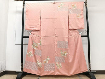 平和屋着物■訪問着　横段草花文　金彩　阪急扱い　正絹　逸品　CABE9653xi