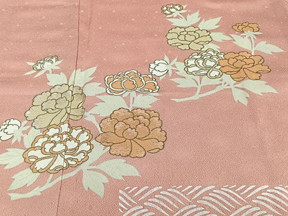 平和屋着物■訪問着　横段草花文　金彩　阪急扱い　正絹　逸品　CABE9653xi