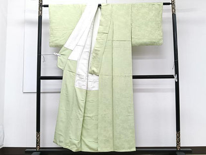 平和屋着物■上質な色無地 道長地紋 柳色 正絹 逸品 未使用 CABE9658xi