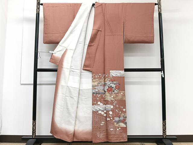 平和屋着物■豪華色留袖 作家物 飛鶴花船文 金彩 正絹 逸品 CABE9661xi