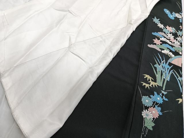 平和屋着物■豪華黒留袖　風景花文　松竹梅　金銀彩　正絹　逸品　CABE9664xi