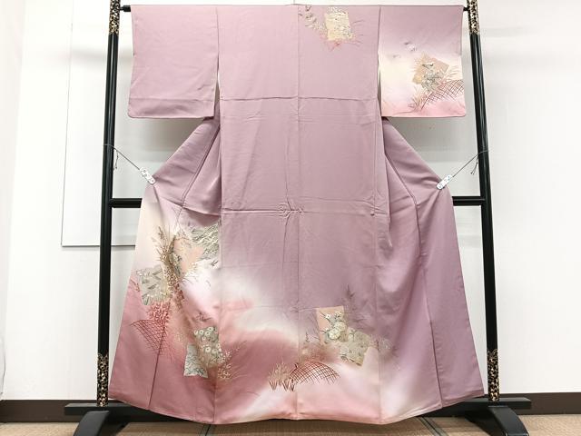 平和屋着物■訪問着　色紙花鳥文　金銀彩　正絹　逸品　CABE9673xi