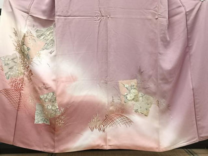 平和屋着物■訪問着　色紙花鳥文　金銀彩　正絹　逸品　CABE9673xi