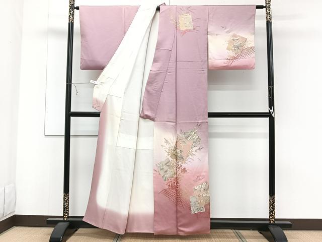 平和屋着物■訪問着　色紙花鳥文　金銀彩　正絹　逸品　CABE9673xi