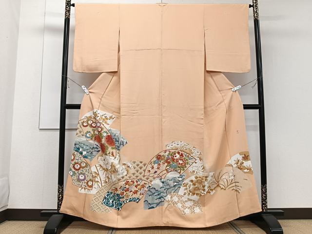 平和屋着物■豪華色留袖 作家物 刺繍 地紙花車文 松竹梅 正絹 逸品 CABE9686xi