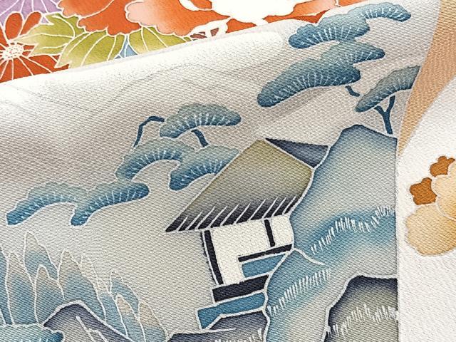平和屋着物■豪華色留袖 作家物 刺繍 地紙花車文 松竹梅 正絹 逸品 CABE9686xi