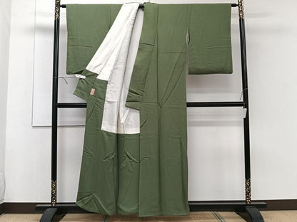 平和屋着物■上質な色無地 麹塵色 正絹 逸品 CABE9688xi