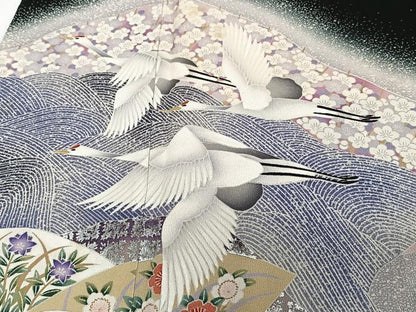 平和屋着物■豪華黒留袖　色紙飛鶴花文　暈し染め　金銀彩　正絹　逸品　CABE9798xi