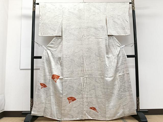 平和屋着物■色留訪問着 立波扇花文 正絹 逸品 CABE9800xi