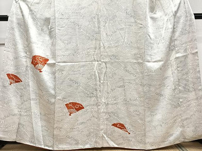 平和屋着物■色留訪問着 立波扇花文 正絹 逸品 CABE9800xi
