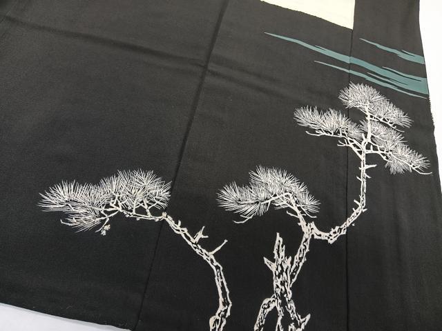 平和屋着物■豪華黒留袖 刺繍 枝松鶴文 金糸 正絹 逸品 CABE9801xi