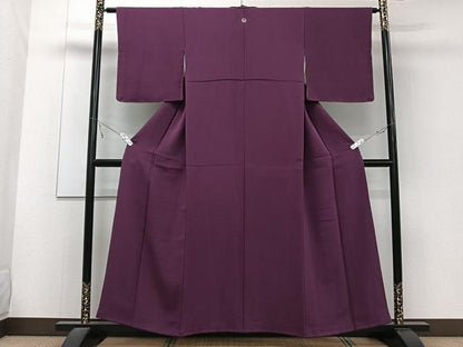 平和屋着物■上質な色無地 暗紅色 鬼しぼ縮緬 正絹 逸品 CABE9805xi