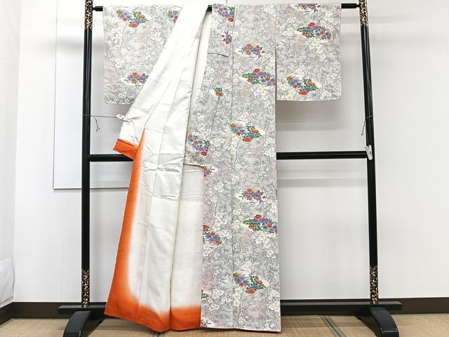 平和屋着物■上質な小紋 草花文 正絹 逸品 CABE9809xi
