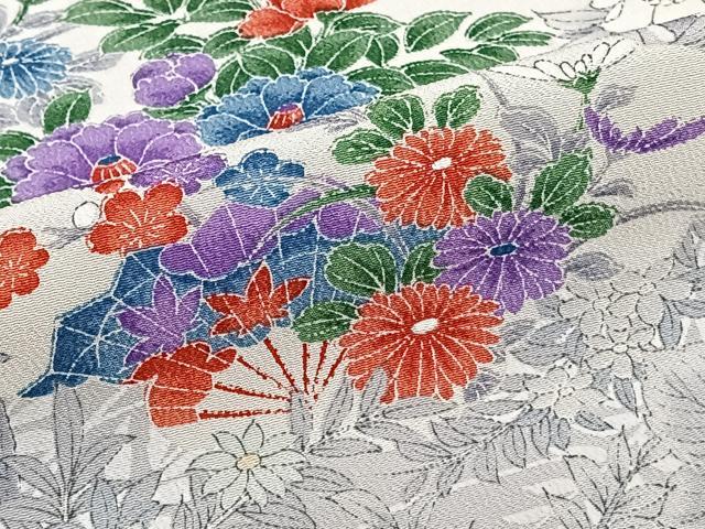 平和屋着物■上質な小紋 草花文 正絹 逸品 CABE9809xi