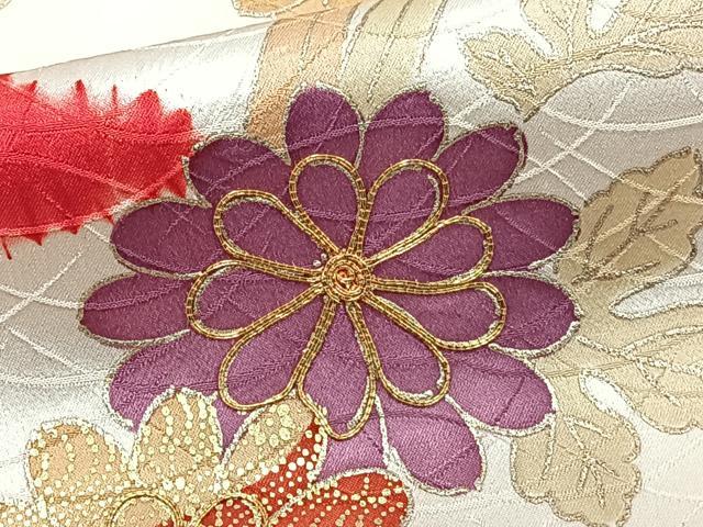平和屋着物■訪問着 駒刺繍 絞り 草花文 金彩 正絹 逸品 CABE9813xi
