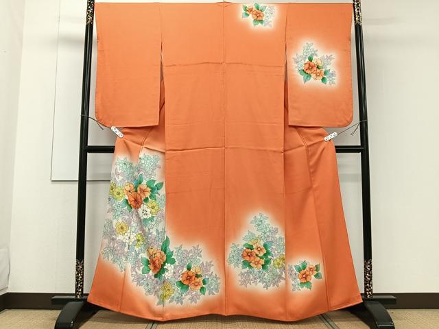 平和屋着物■訪問着 手描き 草花文 暈し染め 正絹 逸品 CABE9818xi