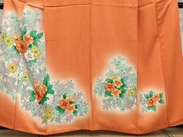 平和屋着物■訪問着 手描き 草花文 暈し染め 正絹 逸品 CABE9818xi