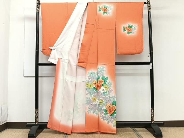 平和屋着物■訪問着 手描き 草花文 暈し染め 正絹 逸品 CABE9818xi
