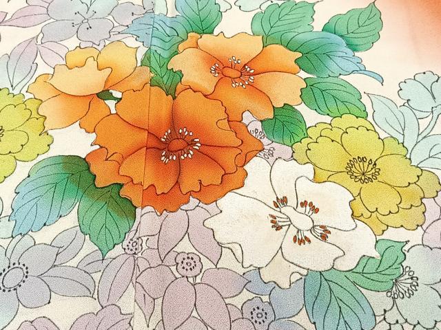 平和屋着物■訪問着 手描き 草花文 暈し染め 正絹 逸品 CABE9818xi
