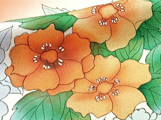 平和屋着物■訪問着 手描き 草花文 暈し染め 正絹 逸品 CABE9818xi