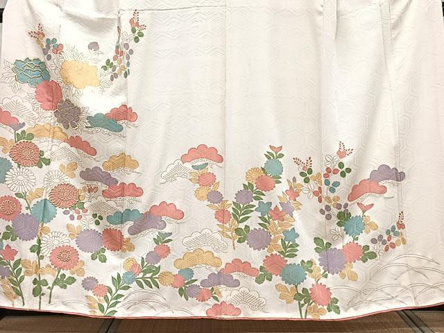 平和屋着物■訪問着 刺繍 枝花松文 金彩 正絹 逸品 CABE9820xi