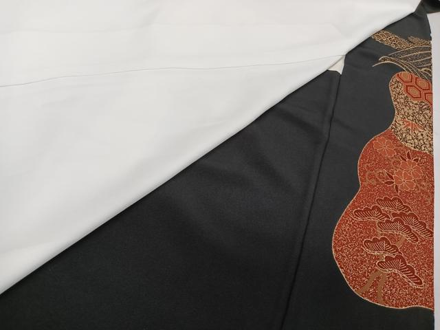 平和屋着物■豪華黒留袖　作家物　駒刺繍　波飛鶴扇松文　金彩　正絹　逸品　CABE9825xi
