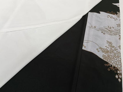平和屋着物■黒留袖　刺繍　飛鳥風景文　金彩　洗える着物　CABE9834xi