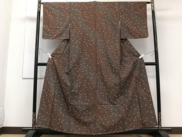 平和屋着物■小紋　流れ花文　洗える着物　未使用　CABE9836xi