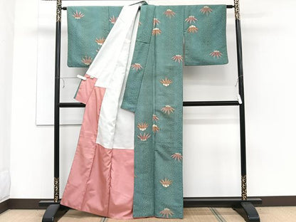 平和屋着物■小紋　笹竹文　洗える着物　CABE9837xi