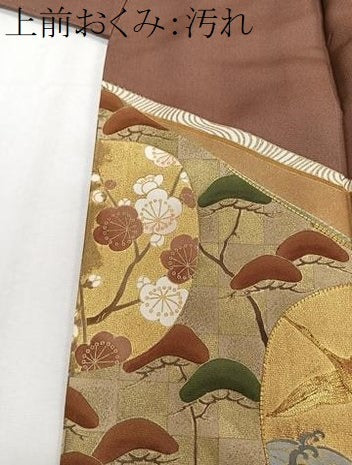 平和屋着物■豪華色留袖　駒刺繍　立波飛鶴松梅文　金彩　正絹　逸品　CABE9847xi